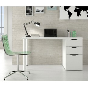 Scrivania Bianco 140x60 Cassetti Cassettiera Porta Pc Computer da Ufficio Camera