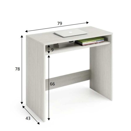 Scrivania 80 Bianca Porta Pc Salvaspazio con Ripiano Ufficio Consolle Moderna