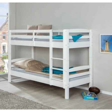 2 Letti Singoli a Doghe Castello 90x190 Bianco Pino Scala per Cameretta Bambini