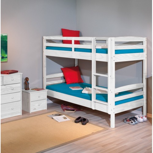 2 Letti Singoli a Doghe Castello 90x190 Bianco Pino Scala per Cameretta Bambini