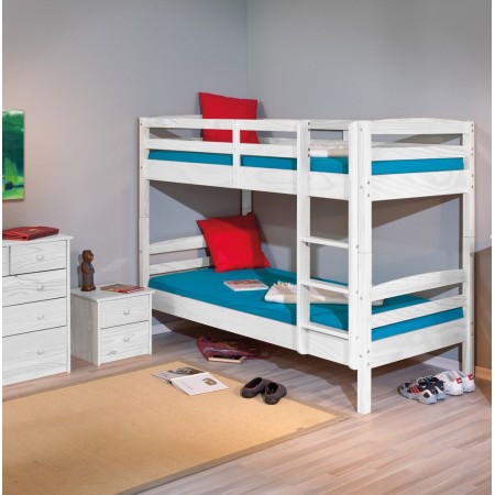 2 Letti Singoli a Doghe Castello 90x190 Bianco Pino Scala per Cameretta Bambini