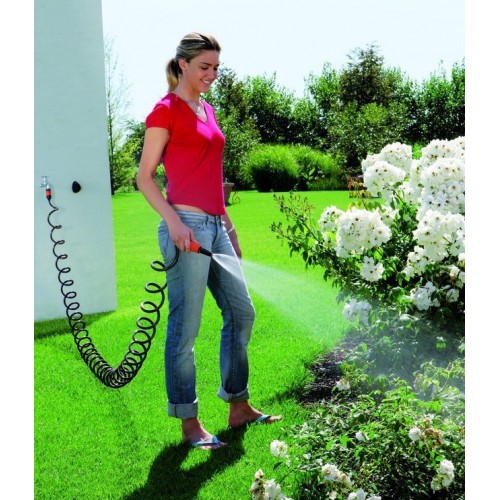 Tubo Estensibile Acqua 3/4 per Innaffiare Parete Muro Spirale Flessibile Lancia