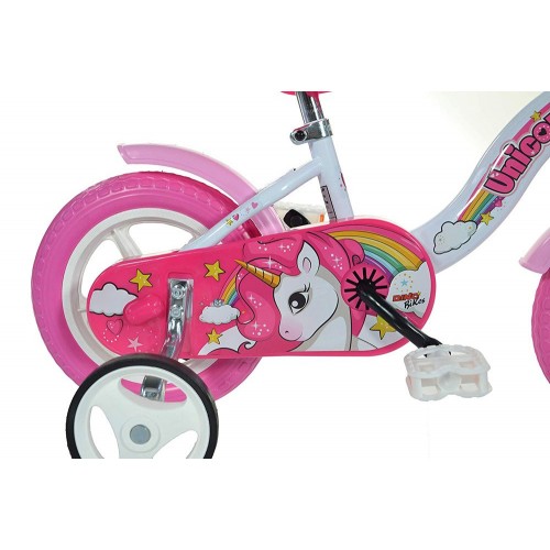 Bicicletta per Bambina 10 Pollici Unicorno Pedali Bimba Rotelle Bici 2 3 4 anni