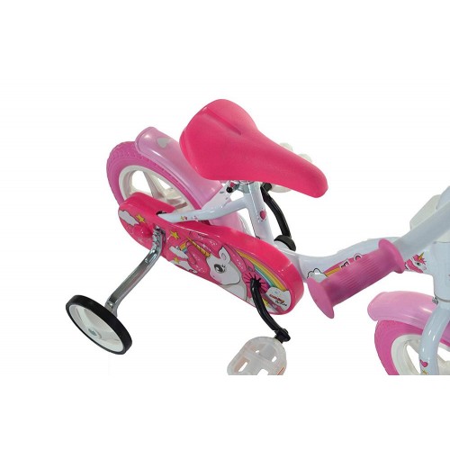 Bicicletta per Bambina 10 Pollici Unicorno Pedali Bimba Rotelle Bici 2 3 4 anni
