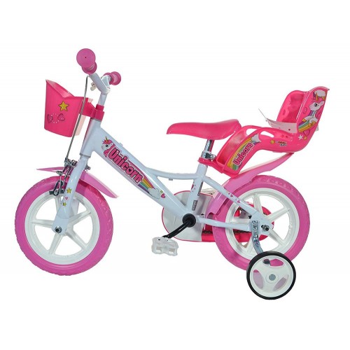 Bicicletta Bambina 12 Pollici 3 4 5 Anni Unicorno con Rotelle Freno Bici Bimba