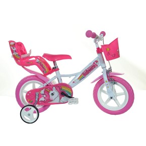 Bicicletta Bambina 12 Pollici 3 4 5 Anni Unicorno con Rotelle Freno Bici Bimba