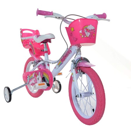 Bicicletta Bambina 14 Pollici 3 4 5 6 Anni Unicorno con Rotelle Freno Bici Bimba