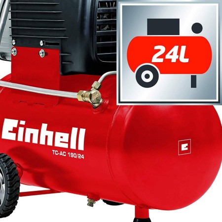 Compressore Aria Einhell 24 Lt Litri Compatto Manometro Elettrico Ruote Valvola 