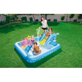 Parco Giochi Acquatico 239x206x86 Gioco Piscina Gonfiabile con Scivolo Bambini 