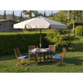 Ombrellone in Legno 3x3 metri Palo Centrale Quadrato con Manovella da giardino 2
