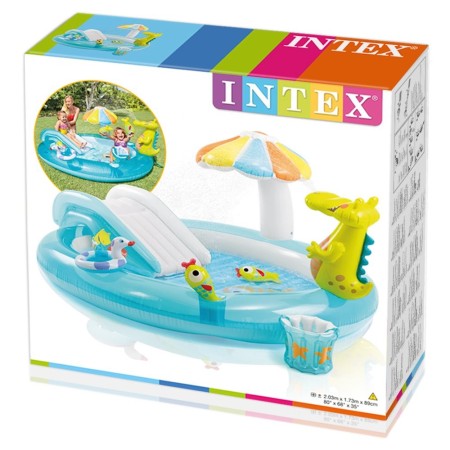 Piscina con Scivolo Alligatore per Bambini Intex Gonfiabile Gioco da Giardino