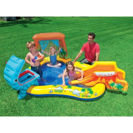 Piscina con Scivolo Dinosauro per Bambini Intex Gonfiabile Gioco da Giardino