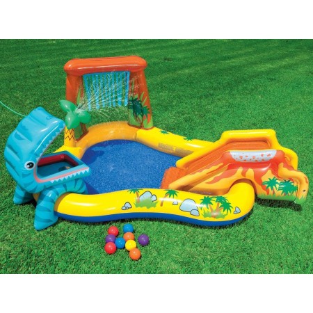 Piscina con Scivolo Dinosauro per Bambini Intex Gonfiabile Gioco da Giardino
