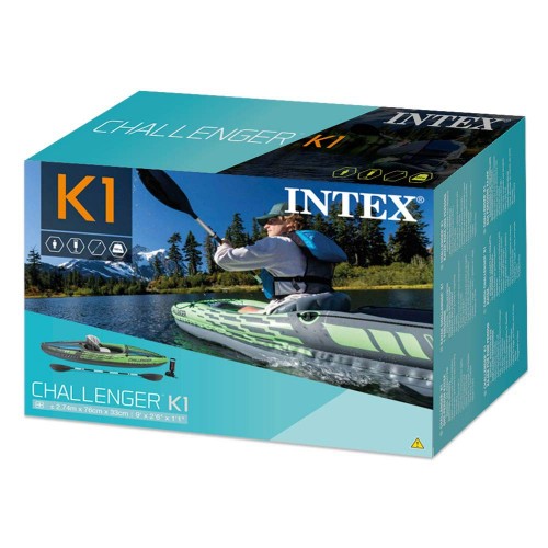 Intex Canoa Kayak 1 posto 100 kg Gonfiabile Pompa Gonfiaggio Remi da Pesca Mare