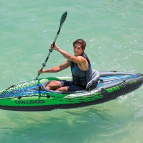 Intex Canoa Kayak 1 posto 100 kg Gonfiabile Pompa Gonfiaggio Remi da Pesca Mare 2