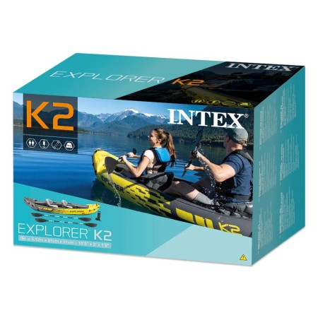 Canoa Gonfiabile 2 posti 180 kg 2 Remi da Campeggio Intex Pesca Accessori Mare 