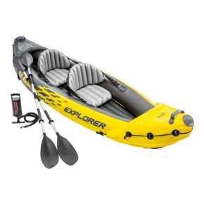 Canoa Gonfiabile 2 posti 180 kg 2 Remi da Campeggio Intex Pesca Accessori Mare 