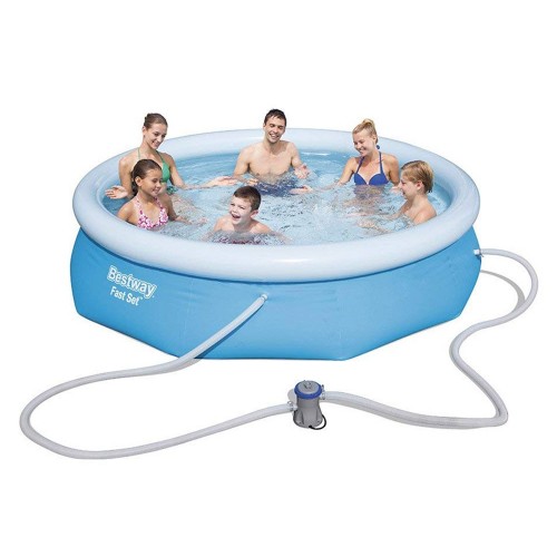 Bestway Piscina 305x76 Gonfiabile Tonda Autoportante con Pompa Fast Set Bambini