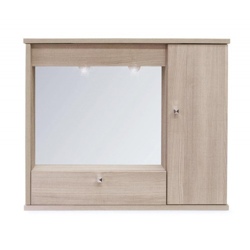Pensile Mobile da Bagno 1 Anta Ribalta Olmo con Specchio Mobiletto Specchiera