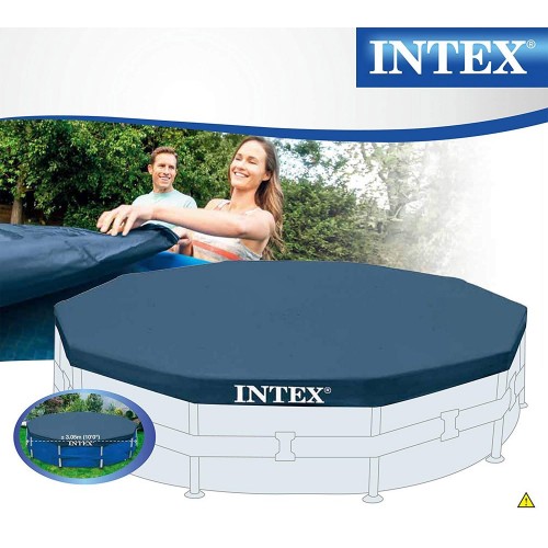 Telo Copri Piscina Rotonda 305 cm Frame Steel Copertura Protezione Intex Corde