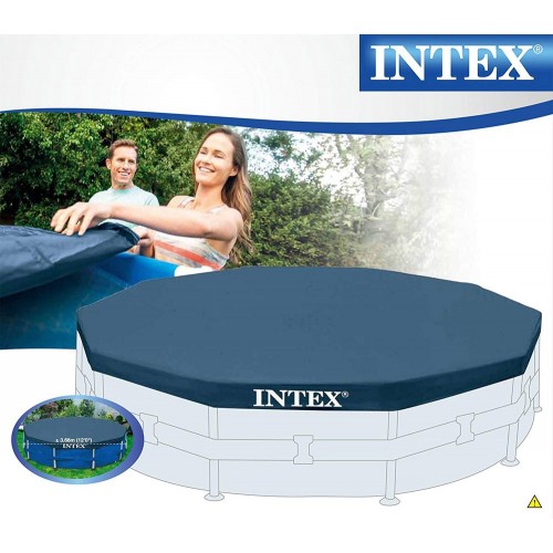 Telo Copri Piscina Frame 366 cm Rotonda Protezione Intex Copertura da Esterno