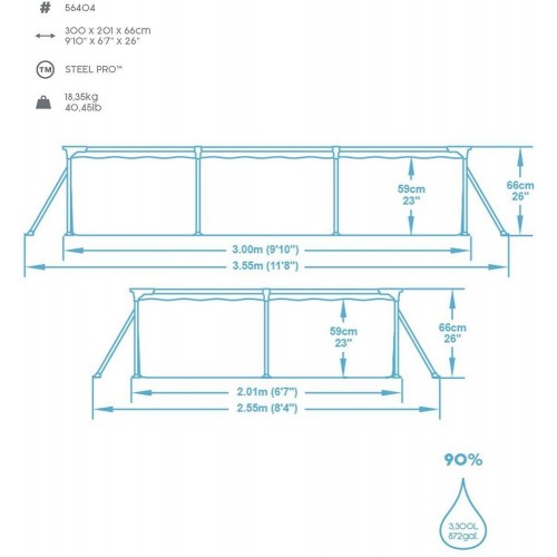 Piscina Rettangolare Steel Pro Frame 300x200 Fuoriterra Senza Pompa Filtro Bimbi