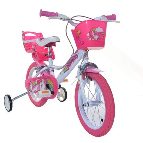 Bicicletta Bambina 16 Pollici 4 5 6 7 Anni Unicorno con Rotelle Freno Bici Bimba 2