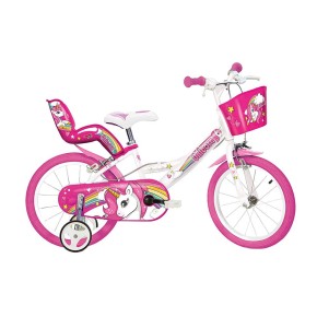 Bicicletta Bambina 16 Pollici 4 5 6 7 Anni Unicorno con Rotelle Freno Bici Bimba