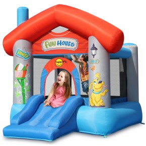 Castello Gonfiabile per Bambini Tappeto con Scivolo Feste Compleanno Motore Aria