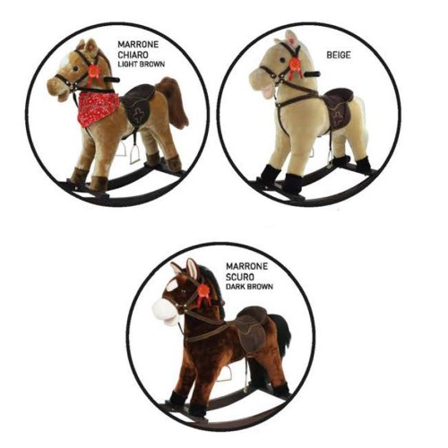 Cavallo a Dondolo con Suoni Animale Cavalcabile in Legno per Bambini Vintage