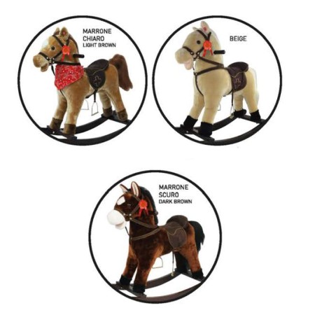Cavallo a Dondolo con Suoni Animale Cavalcabile in Legno per Bambini Vintage