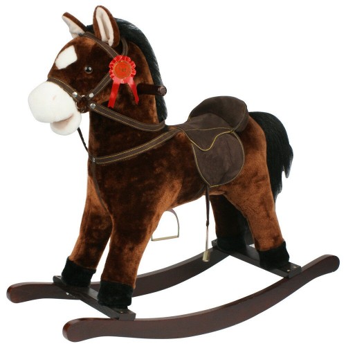 Cavallo a Dondolo con Suoni Animale Cavalcabile in Legno per Bambini Vintage