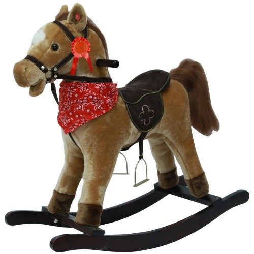 Cavallo a Dondolo con Suoni Animale Cavalcabile in Legno per Bambini Vintage