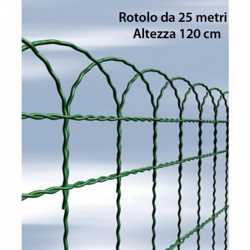 Rete Ornamentale 120 cm Altezza Rotolo 25 Metri Zincata Verde Aiuola Cavatorta