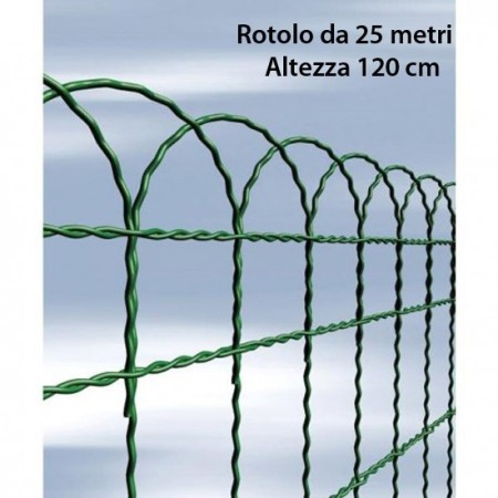 Rete Ornamentale 120 cm Altezza Rotolo 25 Metri Zincata Verde Aiuola Cavatorta