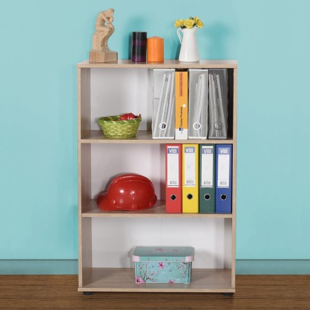 Kit Mobile Libreria 3 Ripiani Rovere Bassa a Giorno Soggiorno Scaffale Bambini