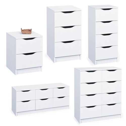 Mobiletto Cassettiera 80 cm Bianca 8 Cassetti Mobile Settimino Armadio Comodino