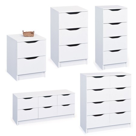 Mobiletto Cassettiera 80 cm Bianca 8 Cassetti Mobile Settimino Armadio Comodino