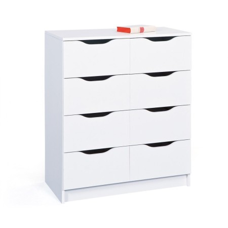Mobiletto Cassettiera 80 cm Bianca 8 Cassetti Mobile Settimino Armadio Comodino