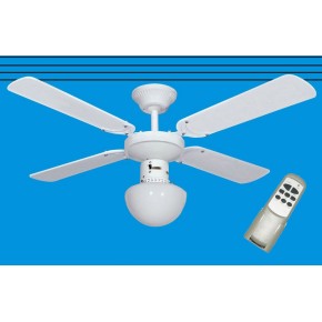 Ventilatore Bianco da Soffitto con Luce e Telecomando 4 Pale Lampada Lampadario