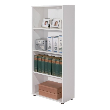 Libreria Bianca in Legno 60 cm Moderna Alta Stretta Scaffali Ripiani Soggiorno