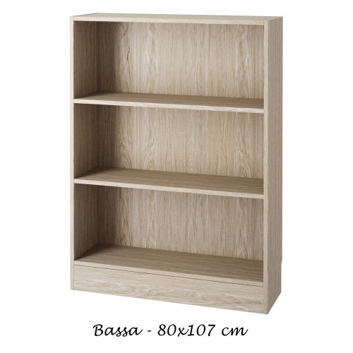 Kit Libreria in Legno Moderna Rovere Bassa Stretta Scaffali Ripiani da Ufficio