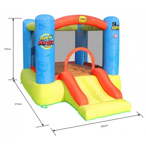 Gonfiabile per Bambini Interattivo Musica con Scivolo Gioco Castello Gonfiatore