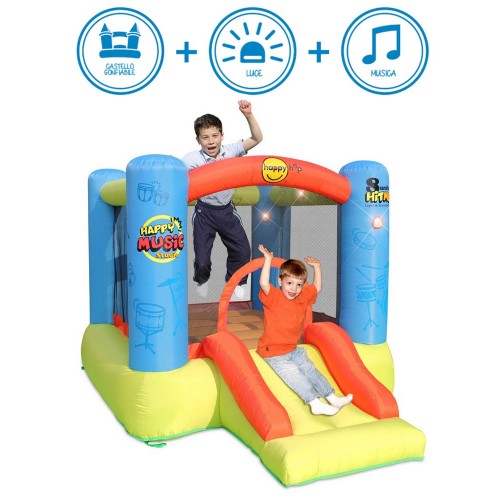 Gonfiabile per Bambini Interattivo Musica con Scivolo Gioco Castello Gonfiatore