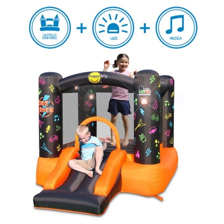 Gonfiabile per Bambini Interattivo Luci Musica con Scivolo Castello Pompa Aria