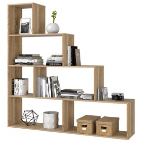 Mobile Libreria Divisorio Scala Rovere Venato Camera Bifacciale Design a Giorno