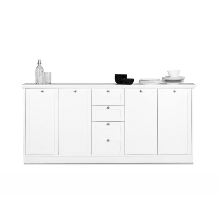 Mobile Contenitore 4 Ante con Cassetti Bianco Opaco Credenza Madia da Soggiorno