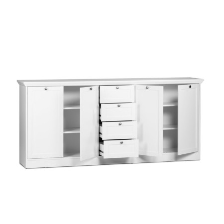 Mobile Contenitore 4 Ante con Cassetti Bianco Opaco Credenza Madia da Soggiorno