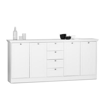 Mobile Contenitore 4 Ante con Cassetti Bianco Opaco Credenza Madia da Soggiorno