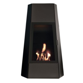 Stufa a Bioetanolo da Pavimento da 3 Kw Biocamino Nero con Vetro Bruciatore 2 Lt